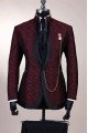 Kaleb Fashion Jacquard Burgundy Close Fitting Bespoke Men Suit