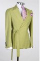 Modern Green Slim Fit Bespoke Prom Suit with Belt