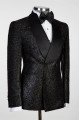 New Arrival Black Double Breasted Close Fitting Sparkly Wedding Suits