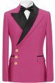 John Fuchsia Peaked Lapel Slim Fit Two Pieces Men Suit with Gold Buttons