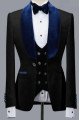 Samuel Stylish Black Jacquard Three Pieces Bespoke Wedding Suits for Groom