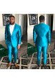 Sparkly Blue Shawl Lapel One buttons Best Fitted Men Suits for Prom