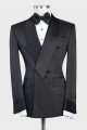 Isaias Fashion Black Double Breasted Shawl Lapel Wedding Men Suit