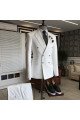 Les Fashion White Peaked Lapel Double Breasted Formal Business Men Suit