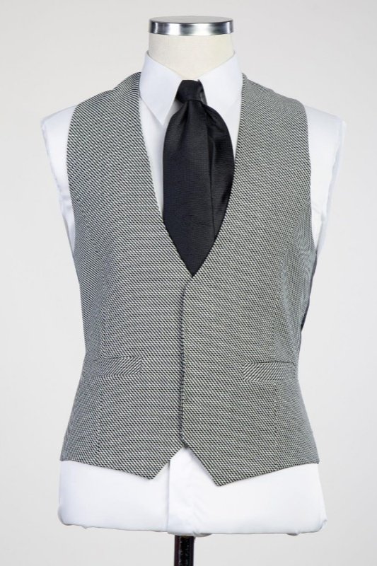 Bart Gray Peaked Lapel Plaid Three Pieces Wedding Men Suits