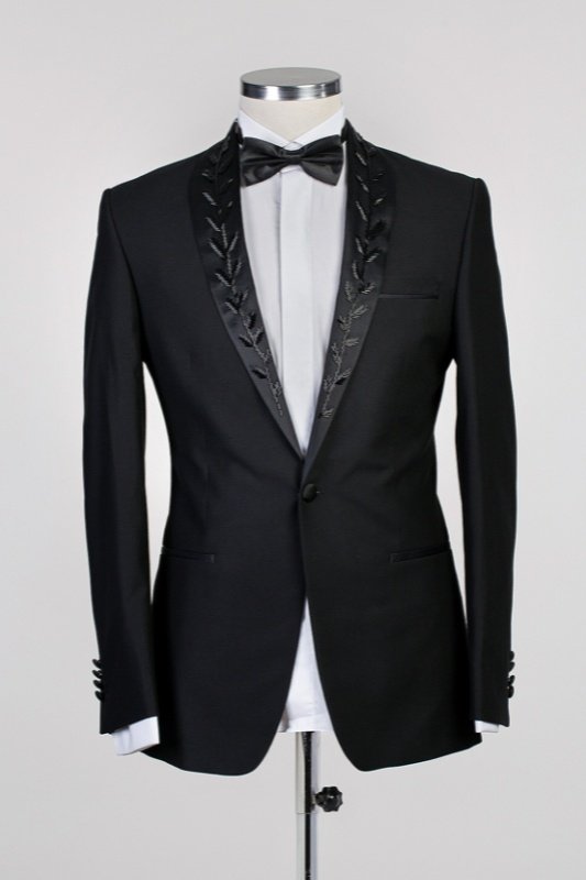 Edwiin Black Wedding Men Suits With Chic Shawl Lapel