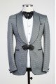 Fitzgerald Fashion Gray Shawl Lapel Plaid Wedding Men Suits