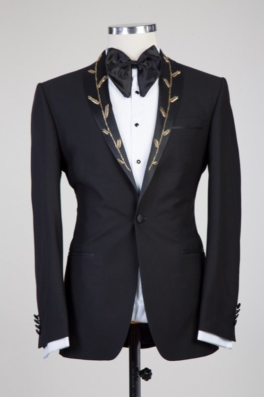 Harvey Black Wedding Men Suits With Chic Shawl Lapel