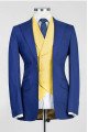 Kirk Blue Peaked Lapel Three Pieces Wedding Men Suits