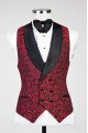 Shelton Burgundy Shawl Lapel Three Pieces Jacquard Wedding Men Suits