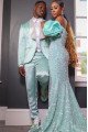 Egbert Mint Green Shawl Lapel Satin Wedding Men Suits