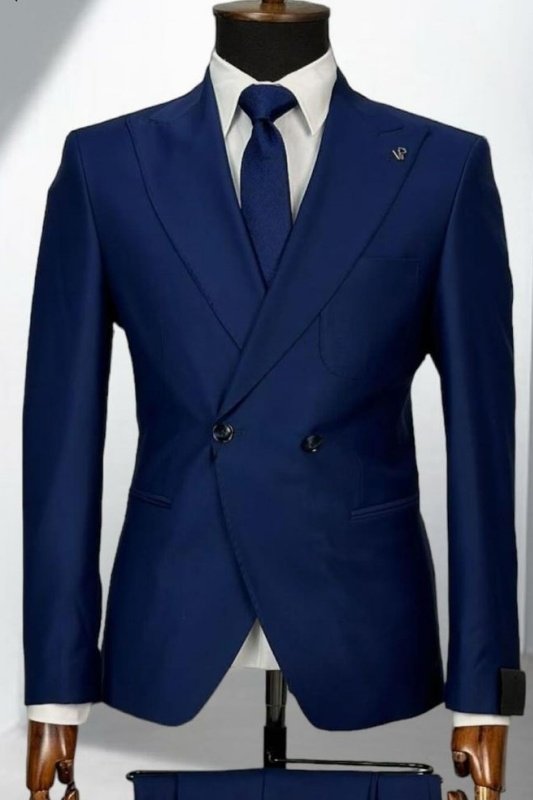 Doris Royal Blue Peaked Lapel Double Breasted Business Men Suits