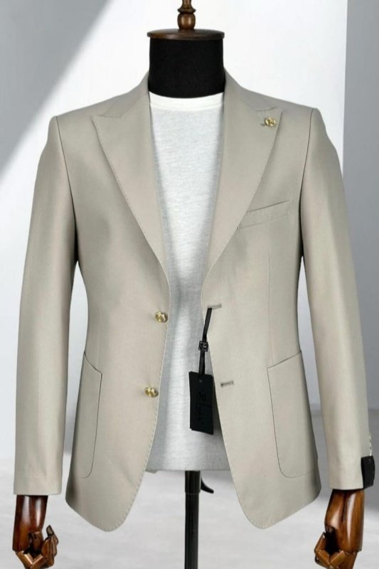  Light Gray Peaked Lapel Business Men Suits