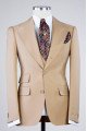 Albert Khaki Peaked Lapel Three Pieces Business Men Suits