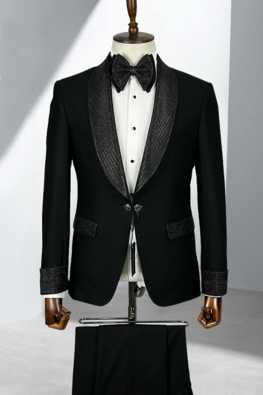 Darren Black Shawl Lapel Wedding Men Suits