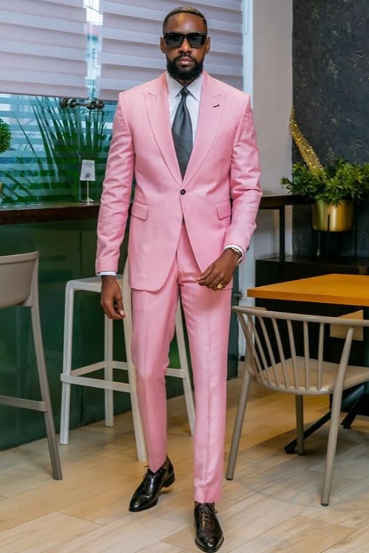 Jaden Fashion Pink Peaked Lapel Prom Men Suits