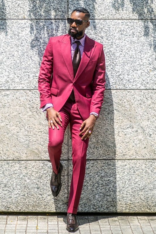 Kennedy Fuchsia Peaked Lapel Prom Men Suits