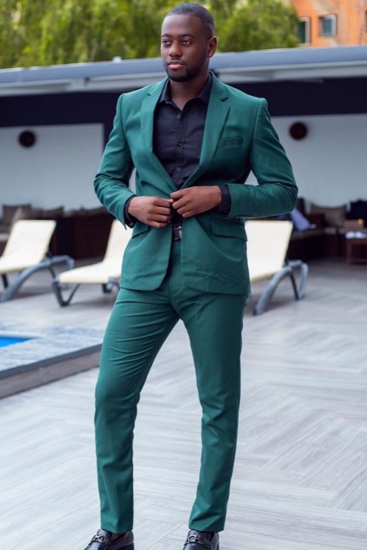 Carl Dark Green Notched Lapel Men Suits