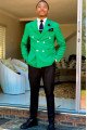 Harley Green Peaked Lapel Double Breasted Prom Men Suits