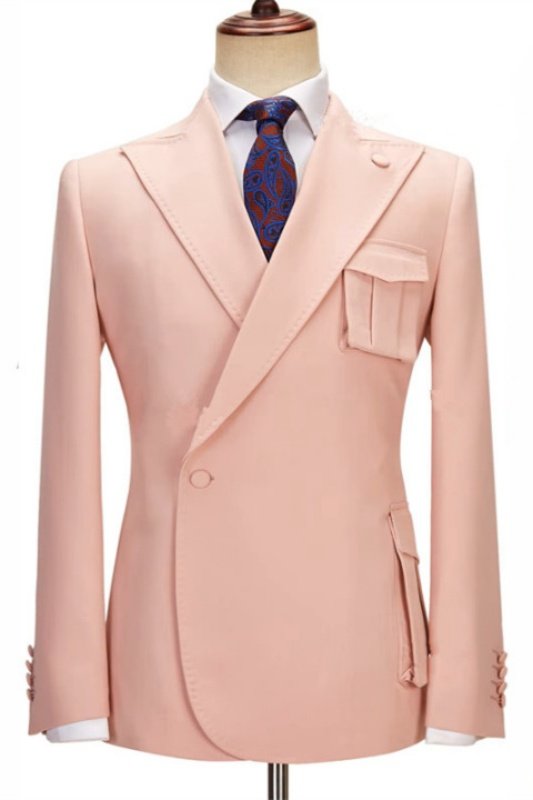 Barlow Fashion Pink Peaked Lapel Business Men Suits