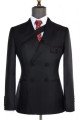 Davis Chic Black Peaked Lapel Double Breasted Business Men Suits