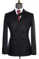 Davis Chic Black Peaked Lapel Double Breasted Business Men Suits