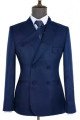 Edison Dark Blue Peaked Lapel Double Breasted Business Men Suits