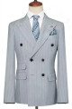 Frank Light Gray Peaked Lapel Double Breasted Business Men Suits