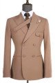 Geoff Milk Coffee Peaked Lapel Double Breasted Business Men Suits