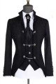 Harold Black Shawl Lapel Jacquard Three Pieces Business Men Suits