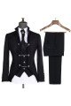 Harold Black Shawl Lapel Jacquard Three Pieces Business Men Suits