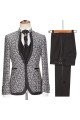 Kerr Black Shawl Lapel Jacquard Three Pieces Business Men Suits