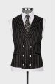 Chester Black Striped Peaked Lapel Three Pieces Business Men Suits