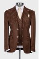 Ernest Brown Striped Peaked Lapel Three Pieces Business Men Suits