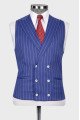 Goddard Blue Striped Peaked Lapel Three Pieces Business Men Suits