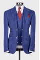 Goddard Blue Striped Peaked Lapel Three Pieces Business Men Suits