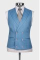 Howar Ocean Blue Striped Peaked Lapel Three Pieces Business Men Suits