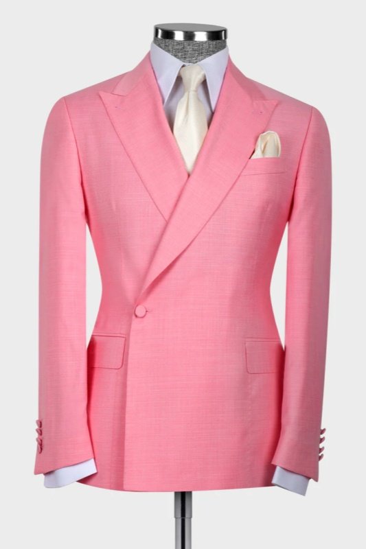 Richie Pink Peaked Lapel Wedding Suits For Men 