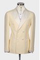 Virgil Light Yellow Peaked Lapel Double Breasted Wedding Men Suits