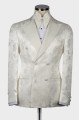 Erica White Jaquard Peaked Lapel Double Breasted Wedding Men Suits