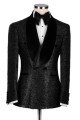 Godfery Black Sequins Double Breasted Wedding Men Suits With Velvet Shawl Lapel 