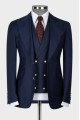 Riley Dark Navy Peaked Lapel Three Pieces Business Men Suits