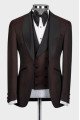 Warner Brown Shawl Lapel Three Pieces Wedding Men Suits