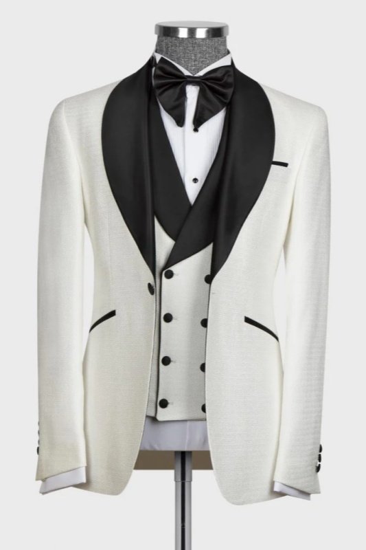 Christ White Shawl Lapel Three Pieces Wedding Men Suits 