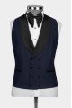 Eric Dark Navy Shawl Lapel Three Pieces Wedding Men Suits 