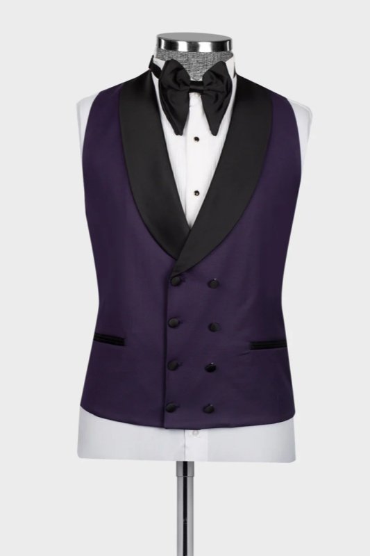 Gordon Purple Shawl Lapel Three Pieces Wedding Men Suits 