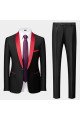 Timothy Black One Button Stylish Wedding Suits with Red Shawl Lapel